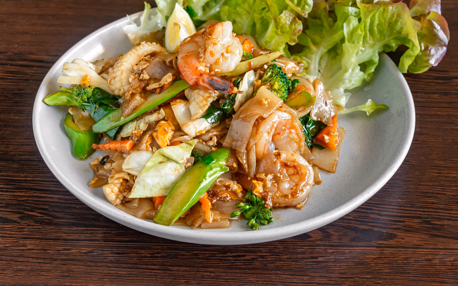 A Thai stir-fry from Bangkok Thai Yamanto with vegetables and prawns